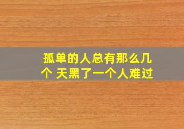 孤单的人总有那么几个 天黑了一个人难过